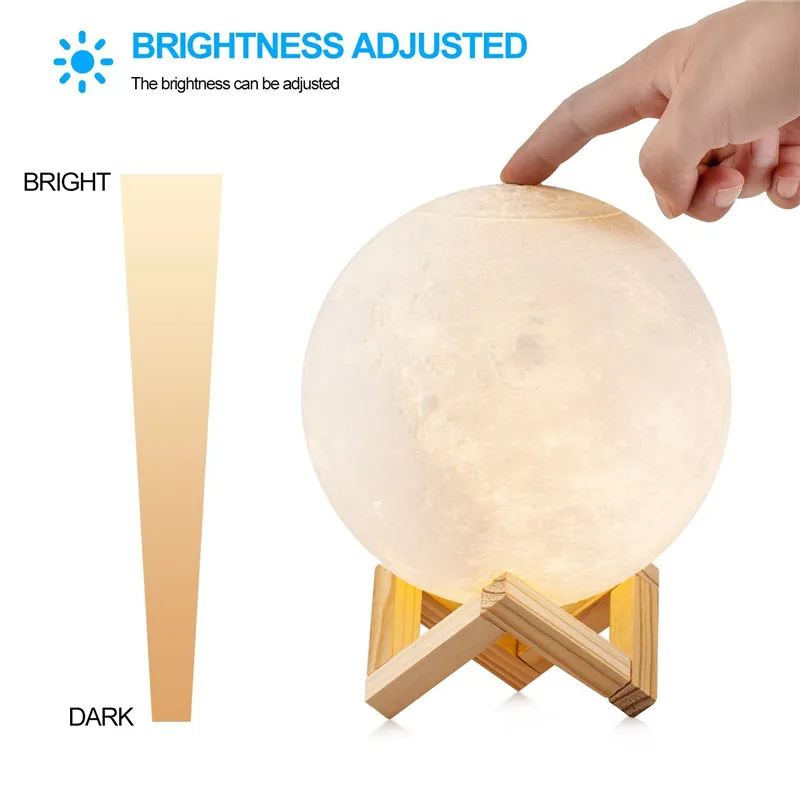  Night Light 3D Printing Moon Star Lamp Lunar USB Charging Night Light Touch Control Brightness Two  - 32827253197