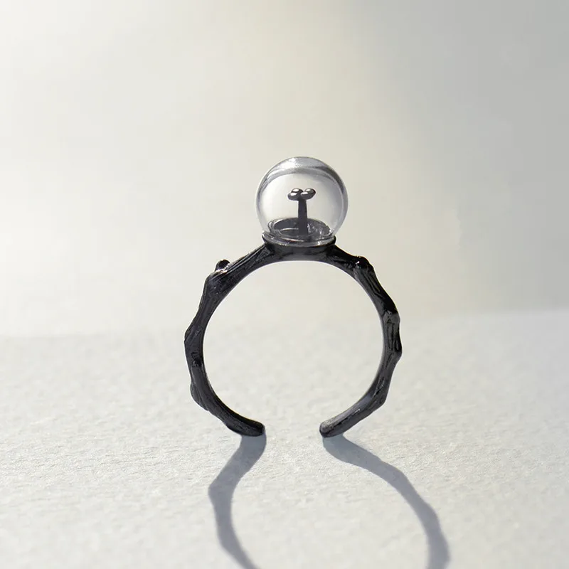 Дизайн, открытый клевер, кольца для женщин, уникальная личность, Стерлинговое Серебро S925, Черное золото, хорошее ювелирное изделие, простое кольцо