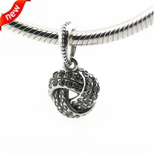 Подходит для Pandora Браслеты сверкающий любовный узел шармы серебряные бусины 925 пробы