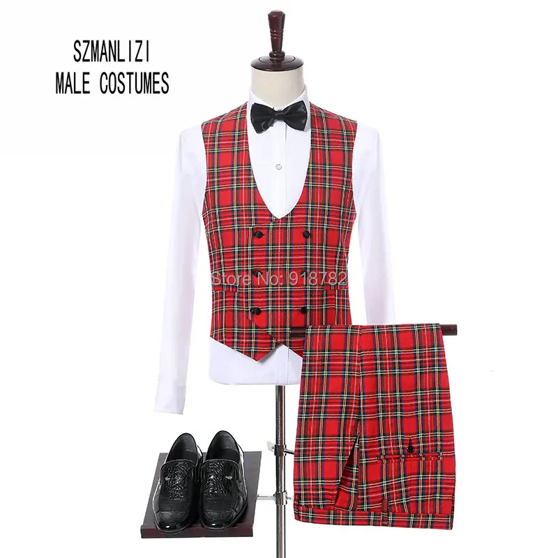 Costume Homme New Design Brand Suit Men Terno Masculino Bruiloft Men Suits Tuxedo Prom Party Suits Plaid Wedding Groom Suit
