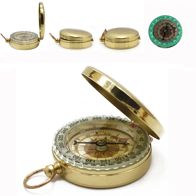 

Classic Compass For Hiking Camping Travel Kit Brass Case Hanging Ring Type Brujulas De Bolsillo tourist pedestrian navigation