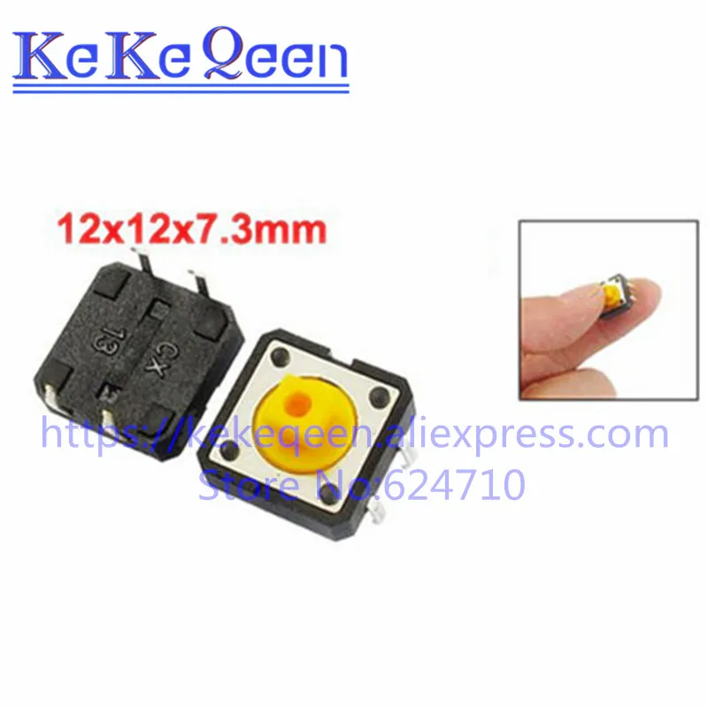 1000PCS 12*12*7.3mm Tact Switch band location 12x12x7.3mm key switch B3F-4055 micro button yellow black square head | Строительство и