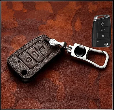 

Leather Car Key Case Cover For VW Volkswagen Golf 7 mk7 Skoda Octavia A7 New Polo Protection Key Shell keys accessories