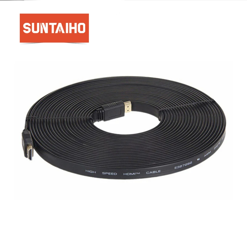 9FT 1M,3M,5M,10M,15M High speed Gold Plated Plug Male-Male HDMI Cable 1.4 Version Flat line 1080p 3D for HDTV XBOX PS3