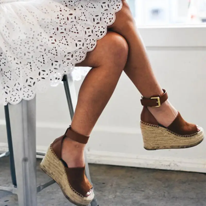 

PUIMENTIUA 2019 Pumps Summer Ultra High Wedges Heel Sandals Fashion Open Toe Platform Elevator Women Sandals Shoes Plus Size 43