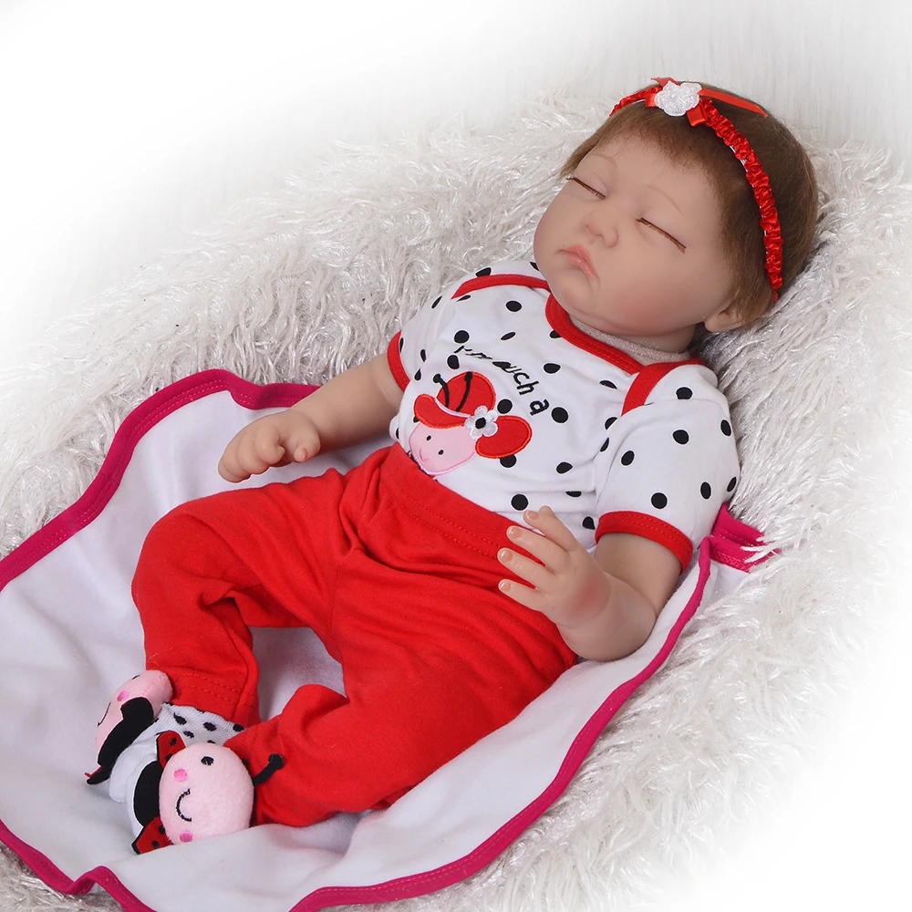

Lovely Sleeping Baby Reborn 22'' Silicone Vinyl Newborn Doll Baby Toys Cloth Body Touch Soft Hot Girls Birthday Gifts