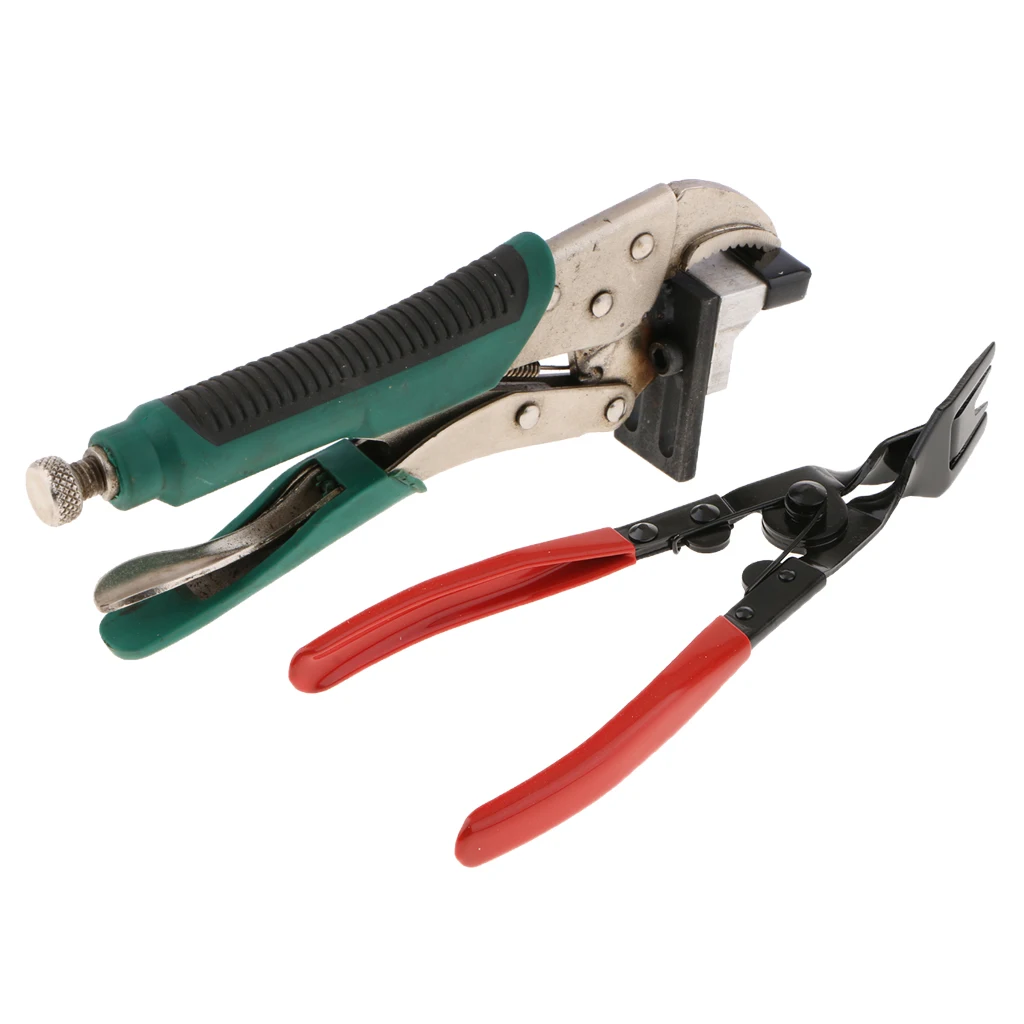 2 Pcs Car Headlight Lens Repair Pliers Glue Seal Clamp Pliers +Push Pin Rivet Trim Clip Removal Tool Panel Body Moulding Remover