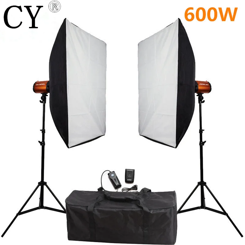 

Photography 600W Softbox Flash Lighting Kits Flash Light Lightbox Stand Set Photo Studio Accessories Godox Smart 300SDI