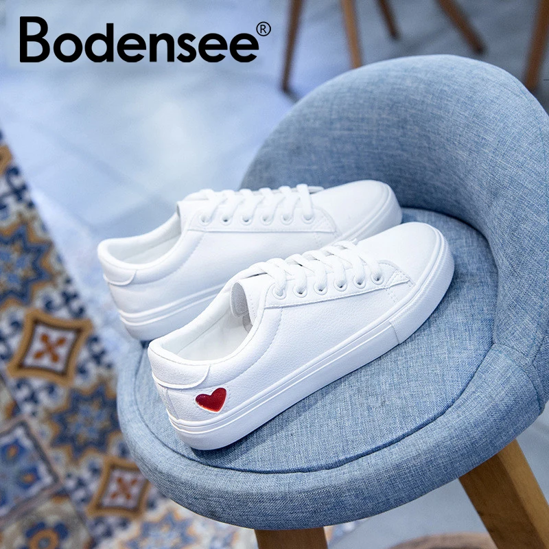 BODENSEE أحذية نسائية قماشية النساء عارضة الشقق القلب الدانتيل متابعة الأزياء الإناث الربيع/الخريف الأحذية الصلبة أحذية رياضية بيضاء BODENSEE أحذية نسائية قماشية النساء عارضة الشقق القلب الدانتيل متابعة الأزياء الإناث الربيع/الخريف الأحذية الصلبة أحذية رياضية بيضاء