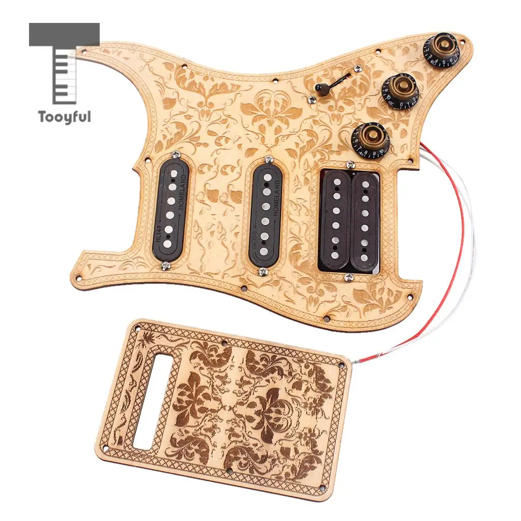 Tooyful Maple Wood SSH Prewired Alnico V Humbucker Pickup Pickguard Scratch Plate Set for Electric Guitar Replacement Parts