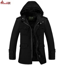 UNCO& BOROR Новая зимняя мужская куртка, Толстая Повседневная хлопковая куртка, зимняя парка средней длины, пальто среднего возраста, мужское повседневное пальто с капюшоном