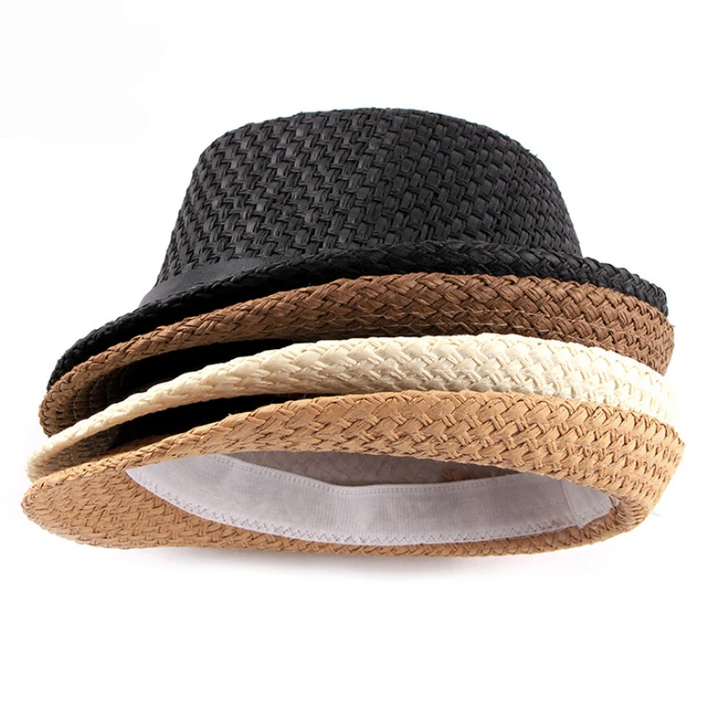 HT1751 Новая мужская соломенная шляпа мужские летние джазовые шляпы с поясом дышащие ковбойские фетровые мягкие шляпы Повседневные Дышащие мужские панамки, Кепка