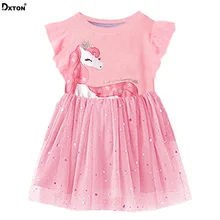 Dxton Брендовое платье для девочек с принтом с короной; свитер с изображением Детские платья с рисунком Uicorne Детское платье для девочек летние детские тапочки с единорогом, Vestidos