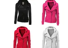 Hoodie Stylish Zip Black Warm Jumper Slim Fit Sweater Coat Winter Women