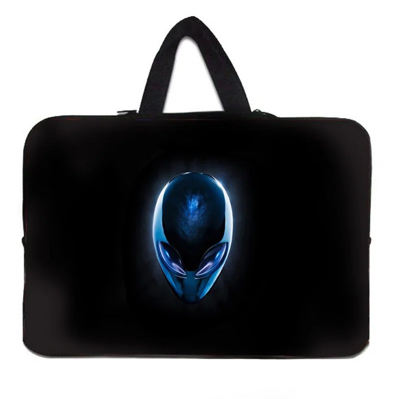 

So Cool Alien Head Notebook 15" Unisex Computer Soft Nylon Pouch Bags Cases For Apple Macbook Pro 15.4" Handle Laptop Bag 15.6