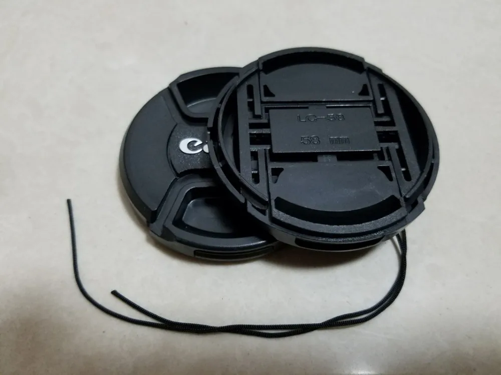 58mm Tampa Snap on Lens Cap Frente com cabo para Canon 760D 750D 700D