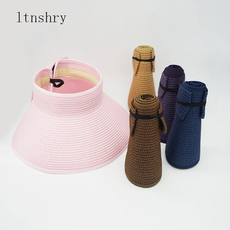 

2019 Simple Women Caps Casual Foldable Hat Beach Straw Cap Parent-child Sun Hat