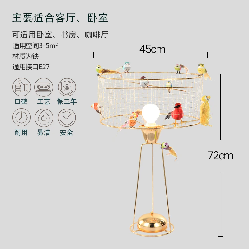 Современная настольная лампа в скандинавском стиле, Минималистичная лампа для гостиной, спальни, прикроватная настольная лампа, Золотая клетка для птиц, декоративная лампа wl3221655