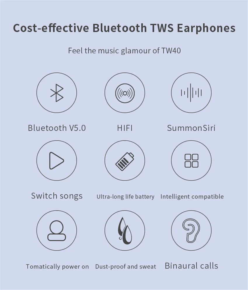 TW40 беспроводной Bluetooth 5,0 наушники с супер басами 6D стерео Bluetooth гарнитура громкой связи вызов Спорт двойные наушники встроенный HD микрофон