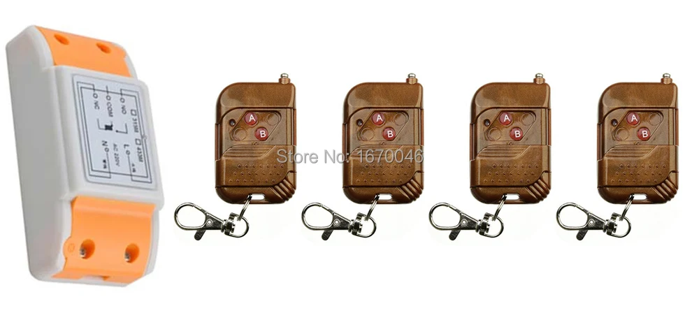 

NEW AC220V 1CH 10A wireless remote control switch system teleswitch 4X Transmitter + 1X Receiver relay smart house z-wave