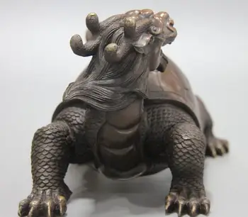 

China Palace Bronze Copper Fengshui Dragon turtle Tortoise Statue Art Sculpture