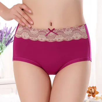 

New Arrival Women's Briefs Comfortable Cotton Middle Waist Underwear Women Hot Sexy Ultra-thin Lace Bowknot Pure Color Panties