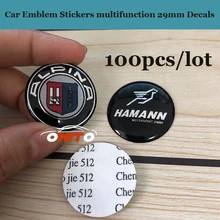 100 pieces multifunction Stickers 29mm Decals Auto Accessories Car Emblem 2.9cm For Blue white Alpina logo badge Stickers label