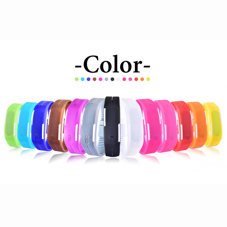 Fashion font b Sport b font LED font b Watches b font men Candy Color Silicone
