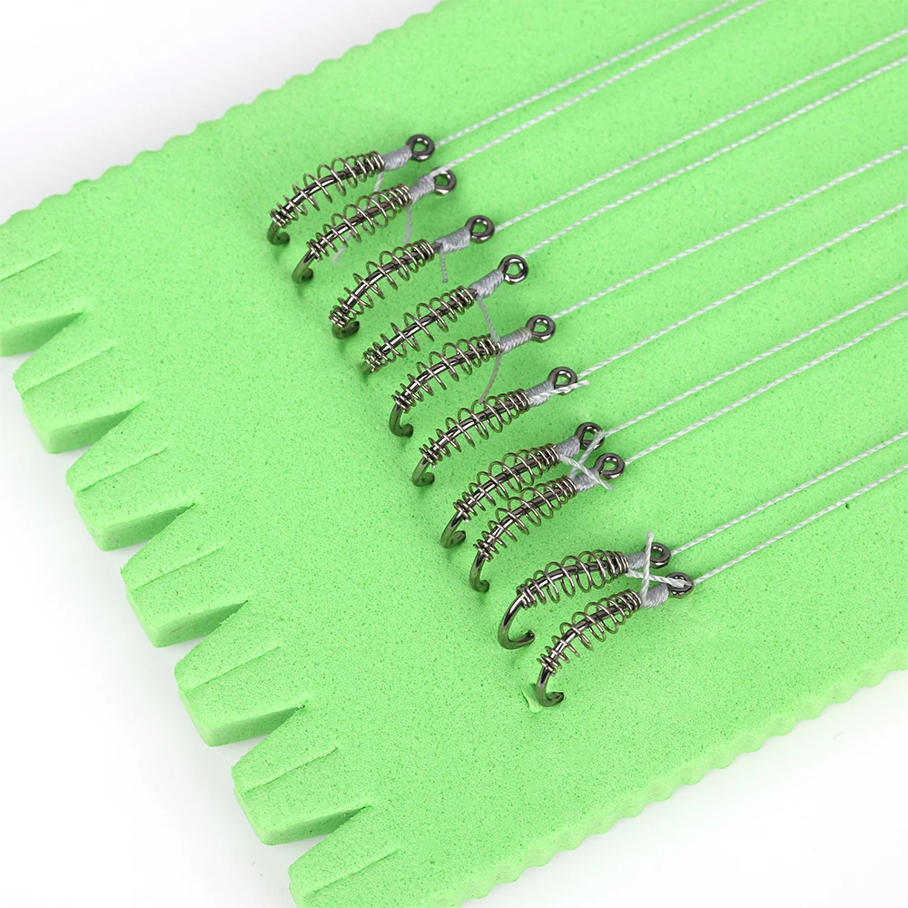 

10Pcs/Lot High Carbon Stainless Steel Spring Barbed Swivel Fly Fishing Hooks with Hole For Fishing Tackle Accessories