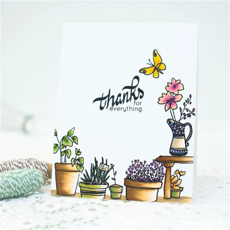 

YaMinSanNiO 14*18cm Garden Grow Plant Clear Stamps Set Scrapbooking Album Embossing Silicone Transparent Stamp Stencils New 2019