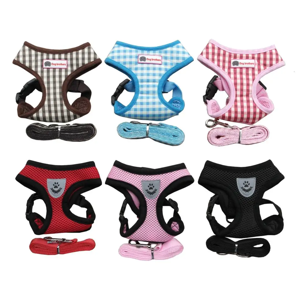 

Plaid Adjustable Dog Harness Vest Small Pet Dog Harness Leash Puppy Chest Strap for Chihuahua Pugs S M L