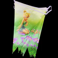 10 pçs/lote TinkerBell festa temática banners bandeiras do partido do chuveiro do bebê partido decorações do partido tema de Fadas TinkerBell decorarions