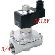 5 шт./лот 3/4 ''2 способ нормально открытый промышленный нержавеющая сталь DC 12 В Соленоидный клапан для воды VITON