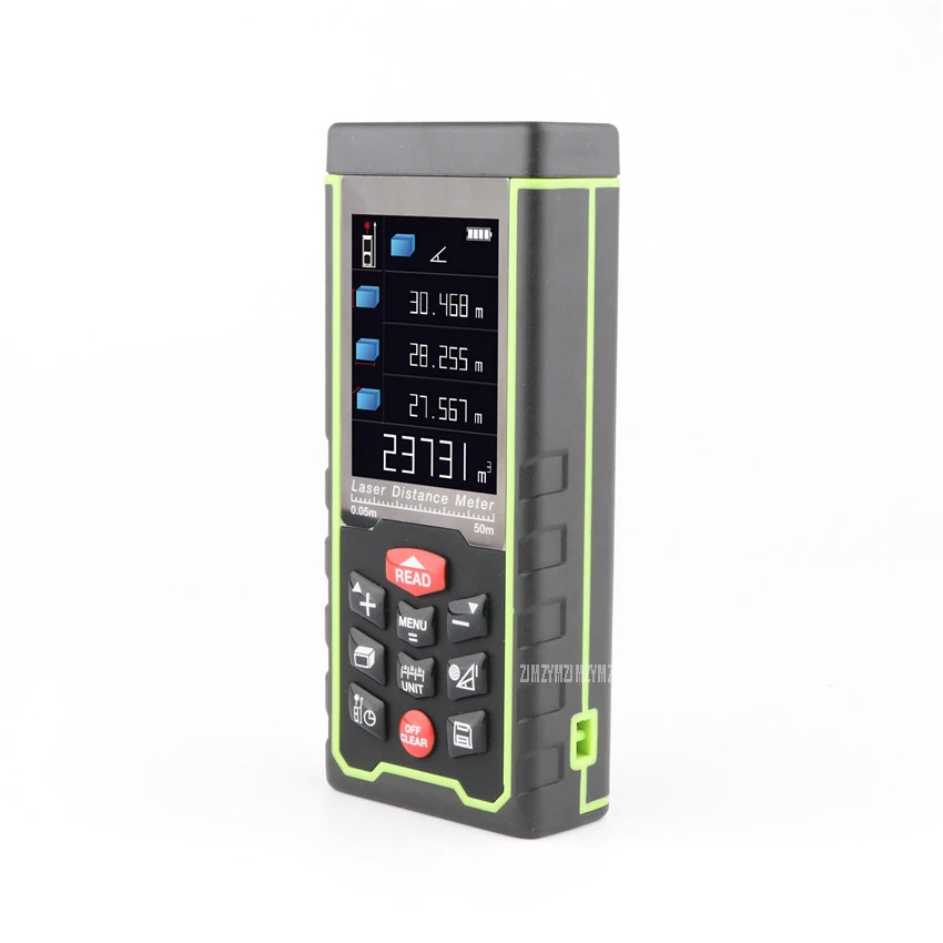 AS50 50 м цифровой лазерный дальномер/область/объем Измерьте Линейка с аккумуляторной Батарея 100 данных для хранения