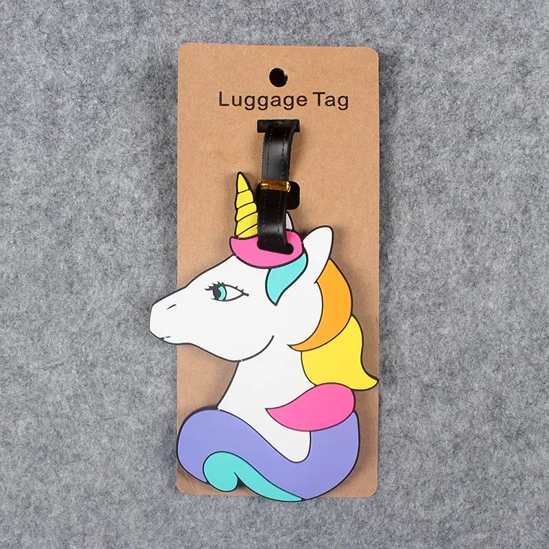 Cartoon Unicorn Travel Accessories Luggage Tag Suitcase Cartoon Style  Fashion Silicon Portable Travel Label ID Addres Holder