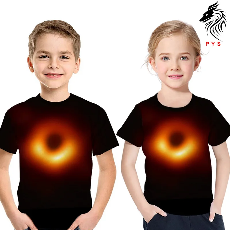 Детская летняя футболка с космическим принтом с черной дырой и цифровой теорией Эйнштейна футболка с короткими рукавами для мальчиков и девочек - Цвет: XK1088