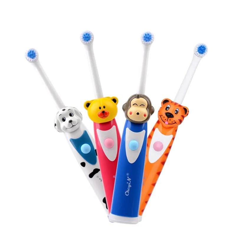 Вращающийся дети электрические зубные щётки мультфильм детские детская зубная щетка батарея питание уход за зубами массаж отбеливание