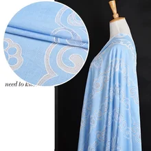 Полые+ светло-голубые льняные жаккардовые ультра высококлассные полупрозрачные текстуры благородная ткань платье чувство