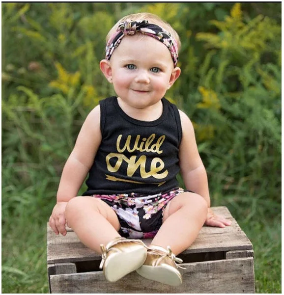 

Fancy Boutique Kids Clothing Pure Cotton Summer Vest Set with Hairband Girls Christmas Outfit