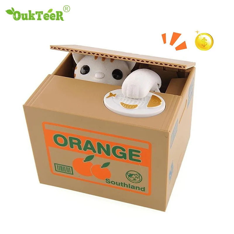 

Cat Panda Automatic Stealing Coin Piggy Bank Money Saving Box Coins Storage Box for USD EURO Money Home Decor Festival Kids Gift