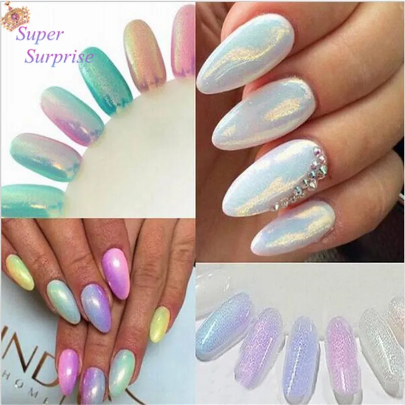 5 Colors 10g Box Mirror Mermaid Glitter font b Powder b font For Nails Shinning Dust