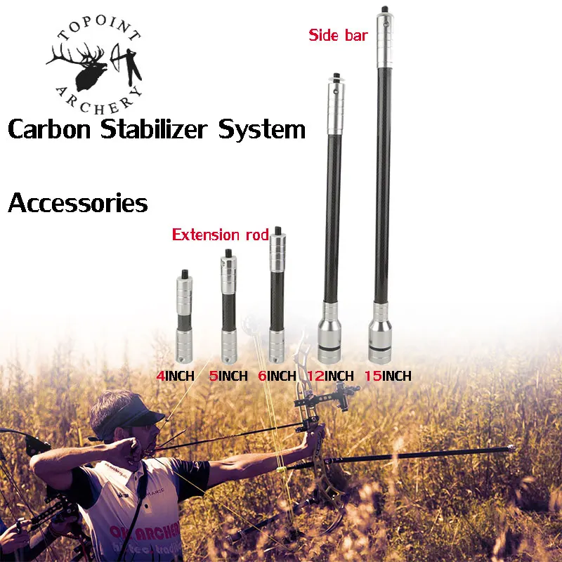 

4/5/6/12/15 inch Recurve Compound Bow Carbon Stabilizer System Bow Arrow Stabilize Hunting Shooting Sport Side Bar Extension Rod
