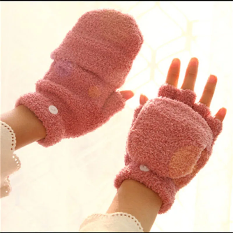 YUROCKER Ladies Winter Funny Solid Fingerless Gloves Half Finger Glove