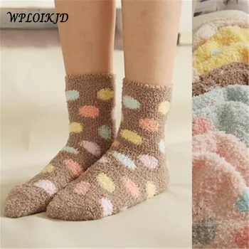 

[WPLOIKJD] Hot sale New Winter Women Socks Thicken Coral Velvet Girl's Candy Color Sock Casual Warm Ladies Soft Socks Cute Socks