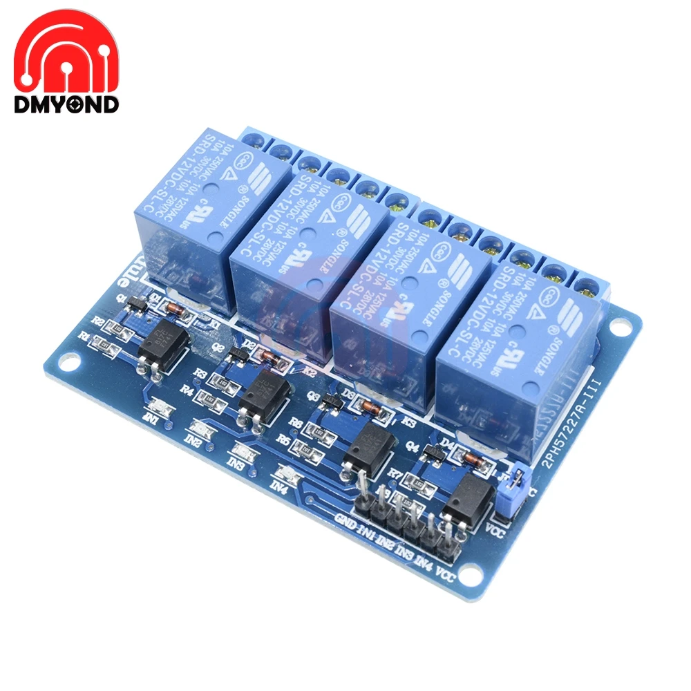Релейный модуль постоянного тока 12 В 4 канала для Arduino ARM AVR DSP PIC MSP AC 250 10A DC 30