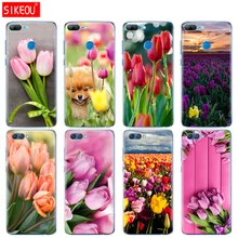 De silicona cubierta del teléfono para Huawei Honor 10 V10 3c 4C 5c 5x 4A 6A 6C pro 6X7X6 7 8 9 LITE tulipanes flor Campo de primavera púrpura(China)