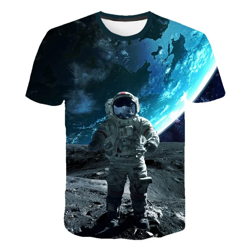Детская футболка с космосом космонавты короткие футболки для девочек Детская жилетка одежда для малышей Топы для мальчиков, футболки для подростков