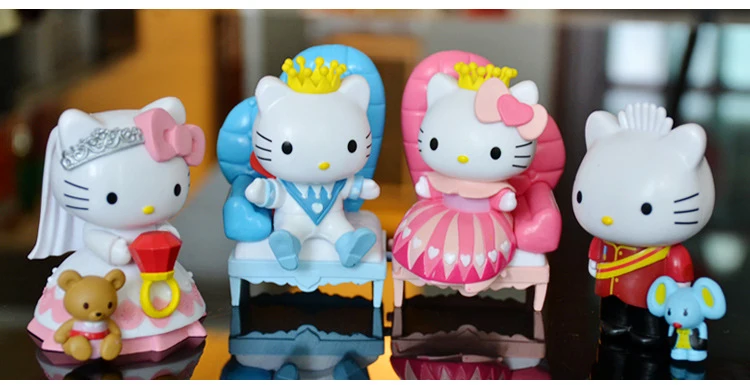 Пару в Корейском стиле Kawaii Верховая езда стоя в стиле Hello Kitty; праздничное украшение для торта ко дню рождения Детская Игрушка В ванную декор для вечеринки в честь Дня Рождения