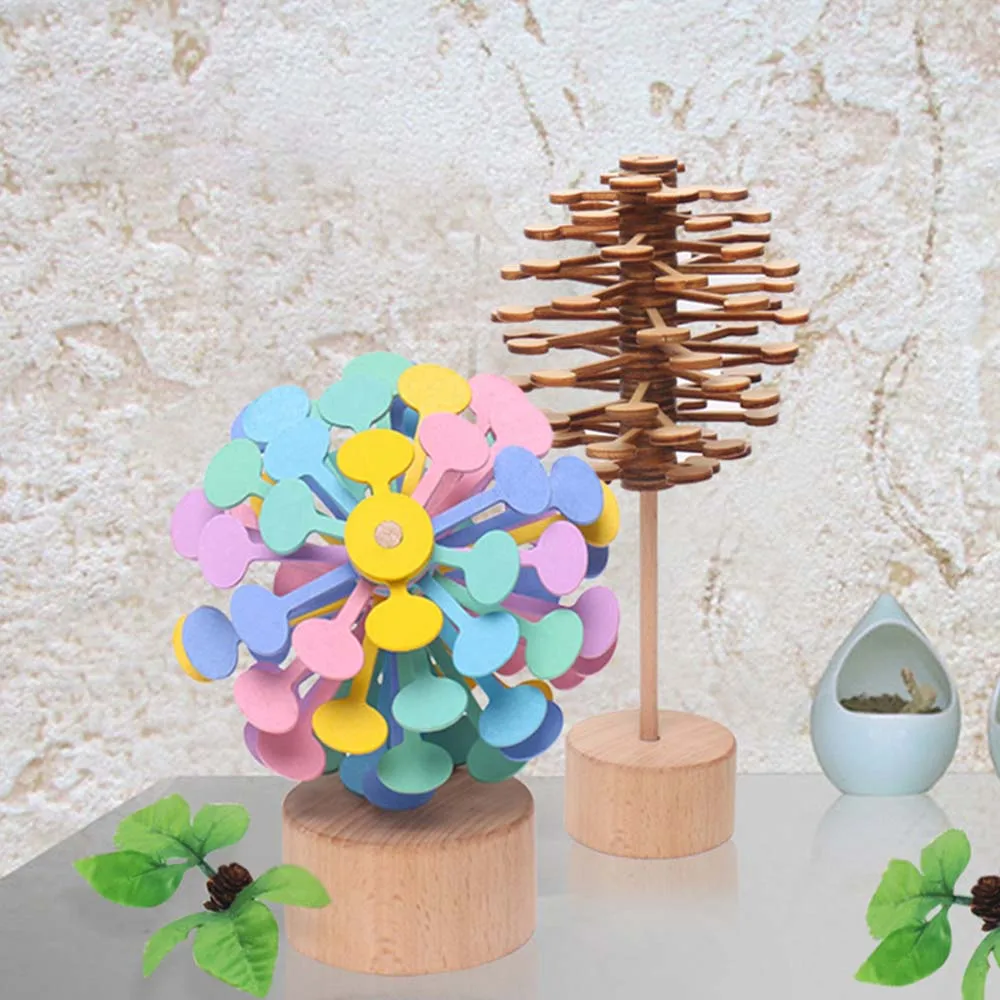 

Wooden Helicone Magic wand Stress Relief Toy Rotating lollipop Creative Art decoration for Home Office decompression boys girls