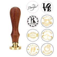 1pc Wedding Love Wax Seal Stamp Retro Wooden Antique Sealing Wax Scrapbooking Stamps Craft Wedding Decorative Invitation